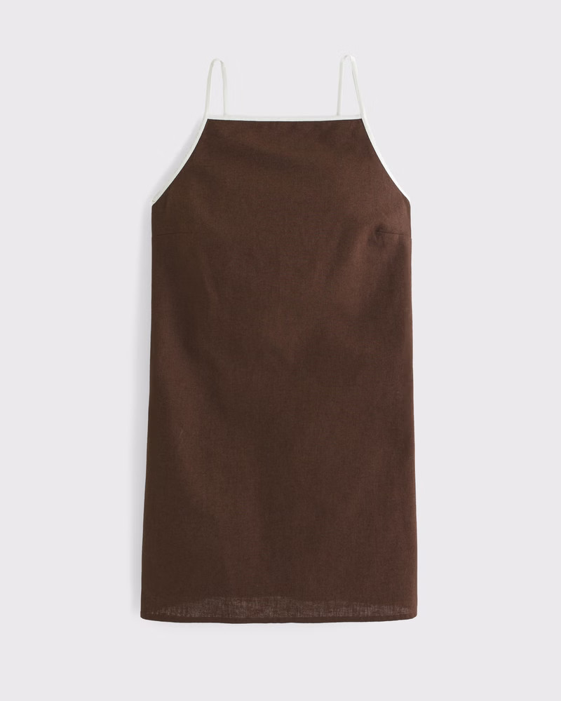 Linen-Blend Apron Mini Dress | Abercrombie & Fitch (US)