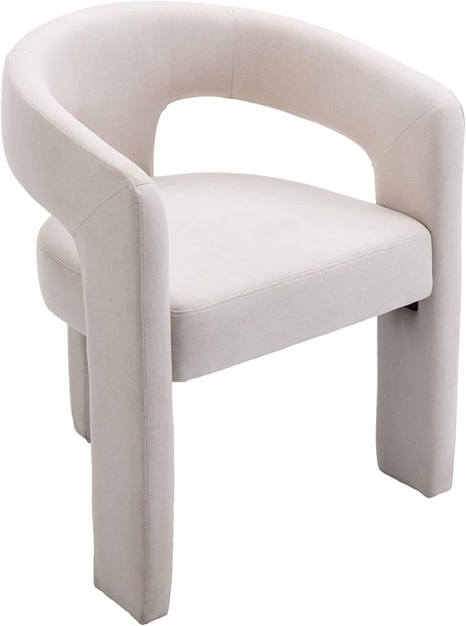 VESCASA Linen Barrel Dining Chair with Open-Back, Upholstered Modern Accent Side Armchair with 3 ... | Amazon (US)
