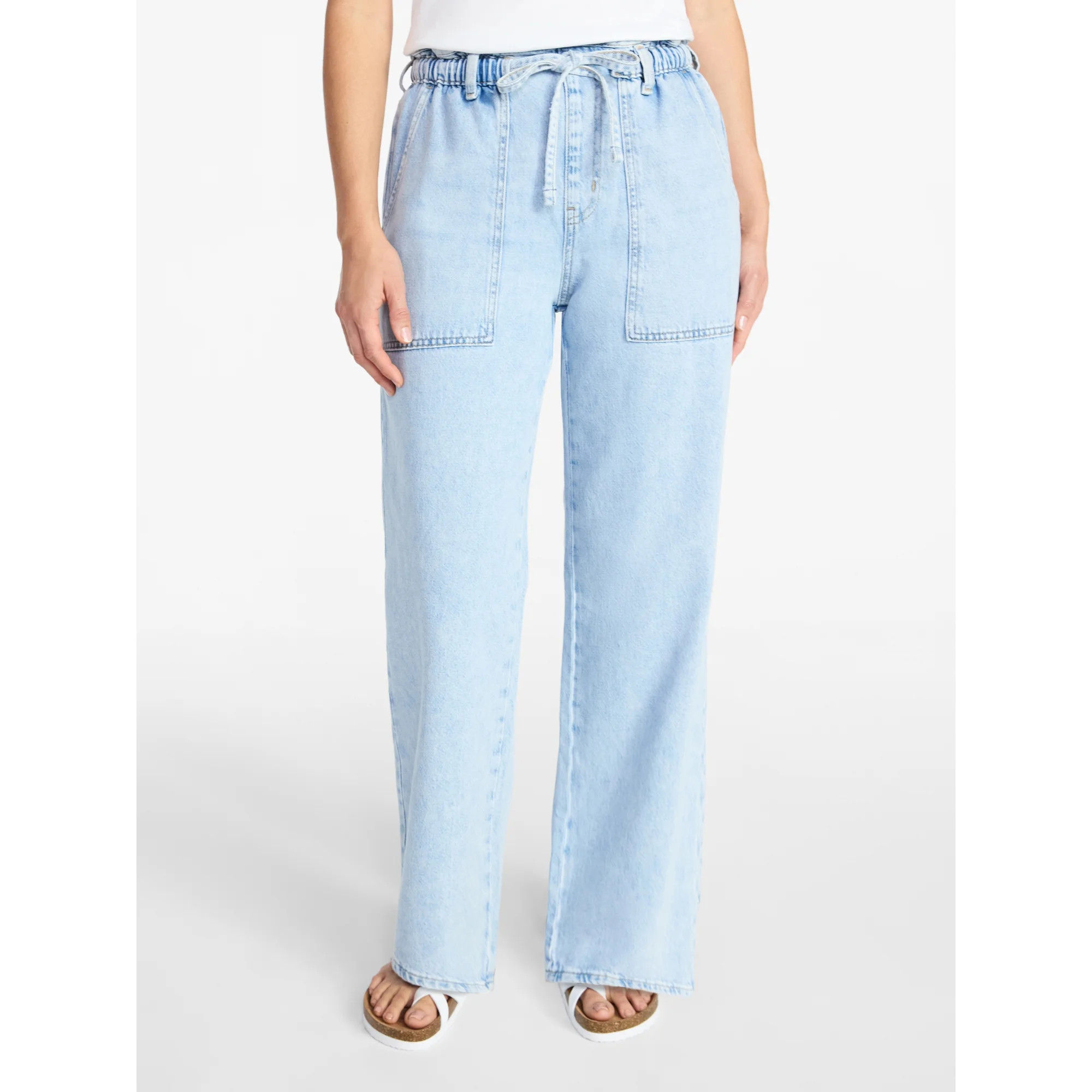 Time and Tru Women's Pull On Wide Leg Jeans, 30" Inseam, Sizes XS-XXXL | Walmart (US)