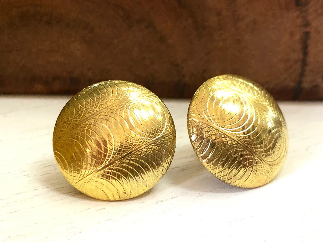Gold Earrings Round Mesh Vintage Jewelry Stud Post | Etsy (US)