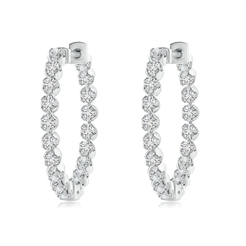 Floating Diamond Inside-Out Hoop Earrings | Angara Inc.