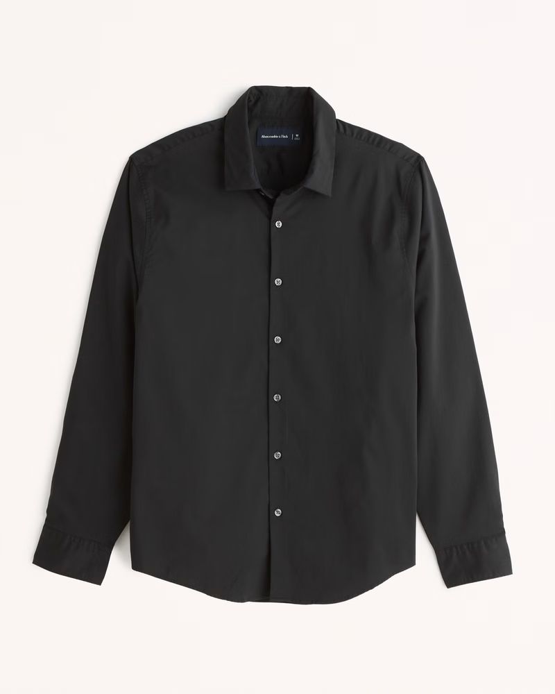 Abercrombie & Fitch Men's Long-Sleeve Performance Button-Up Shirt in Black - Size XL TALL | Abercrombie & Fitch (US)