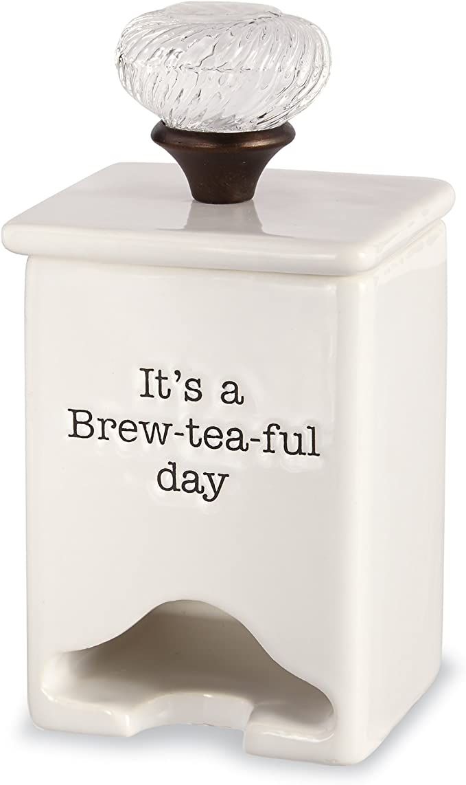 Mud Pie FBA_ Ceramic Tea Bag Caddy, White | Amazon (US)