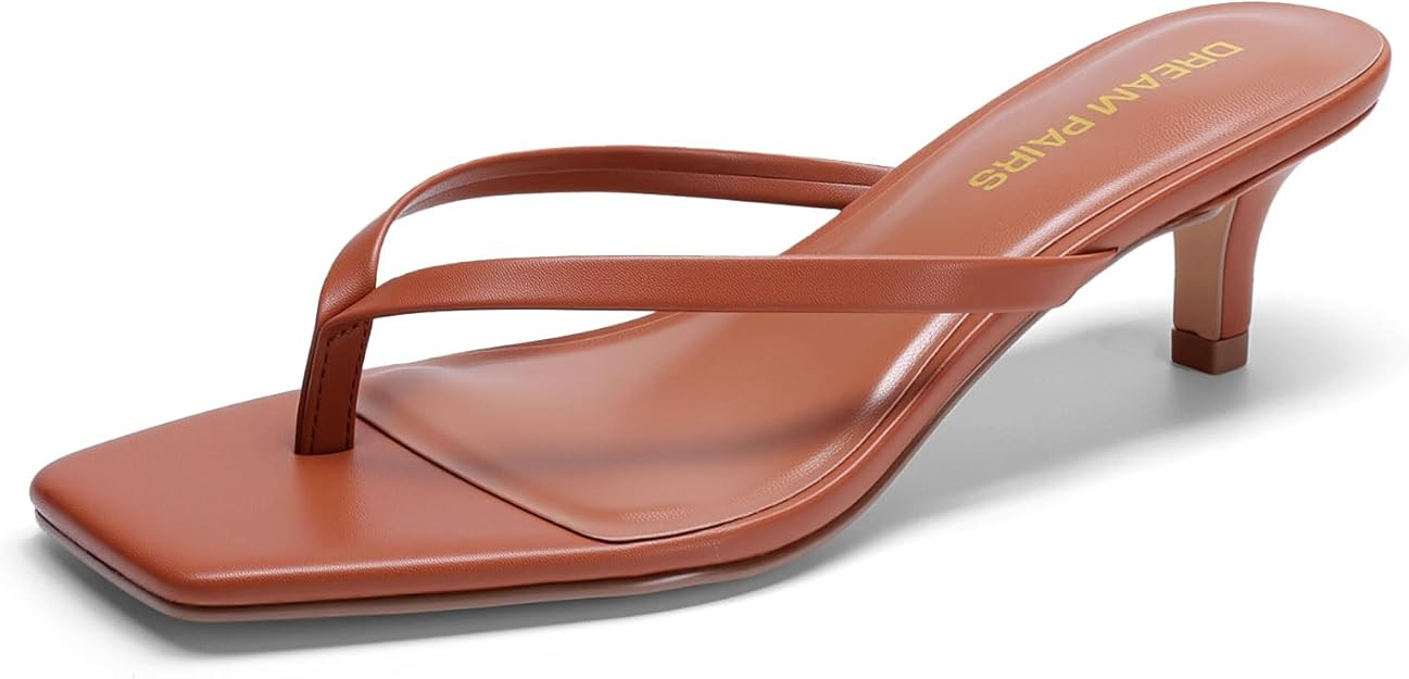 DREAM PAIRS Kitten Heels for Women Flip Flop Low Heels Square Open Toe Sandals Thong 1.97 Inch He... | Amazon (US)