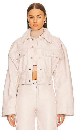 Rue Leather Jacket in Bone | Revolve Clothing (Global)