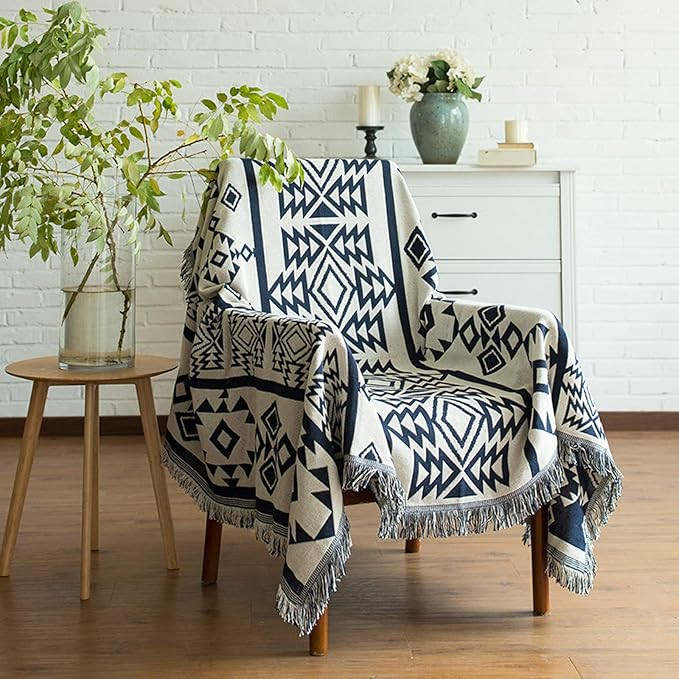 Aztec Boho Decor Throw Blanket - Cotton Woven Southwestern Tassels Cozy Reversible Throw Blanket ... | Amazon (US)