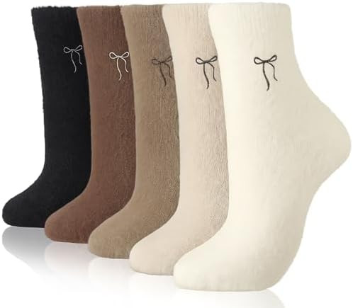 Geyoga 5 Pairs Women's Fuzzy Socks Christmas Winter Gift Soft Slipper Sock Coquette Stuff Fluffy ... | Amazon (US)
