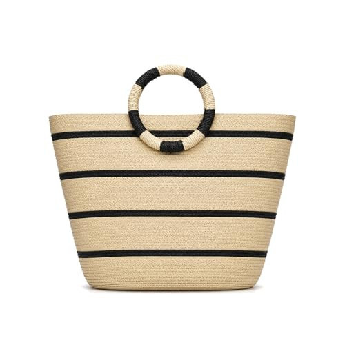 BVNTBZC Women Beach Straw Tote Bag Summer Large Woven Hobo Handbag for Vacation Swim Holiday (Beige) | Amazon (US)