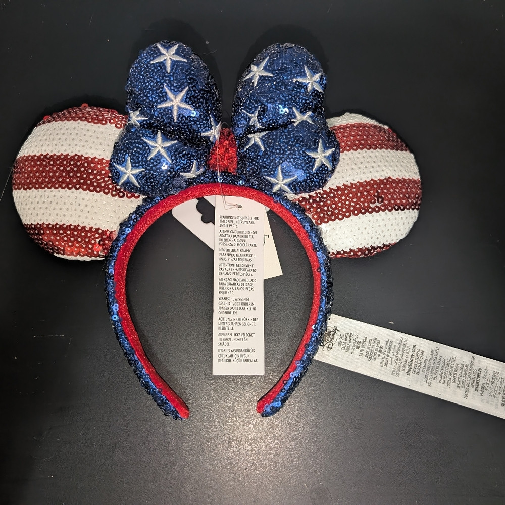 Disney Patriotic Sequin Minnie Ears Headband - Red White Blue | Poshmark