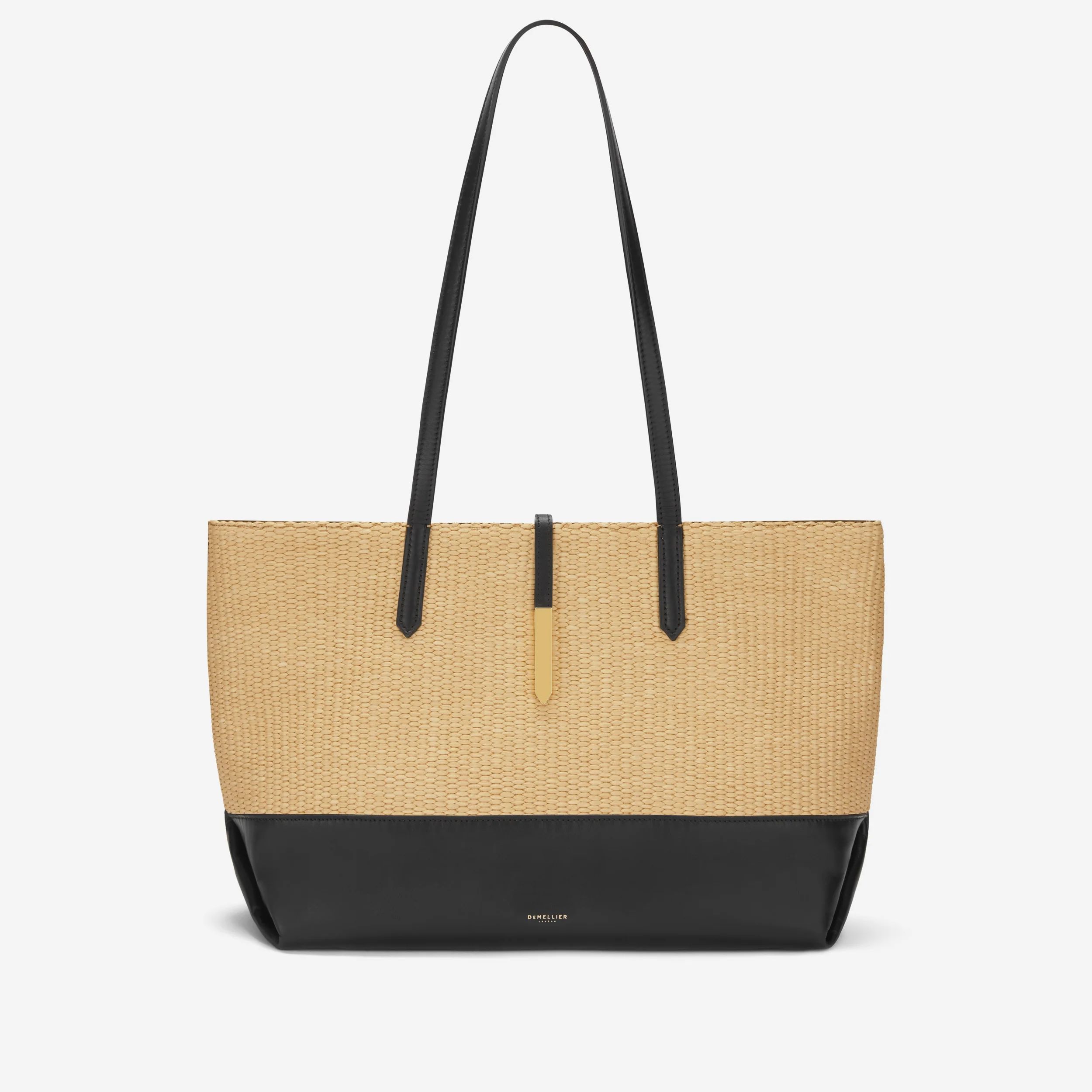 The Tokyo Tote | Warm Raffia & Black Smooth | DeMellier | DeMellier