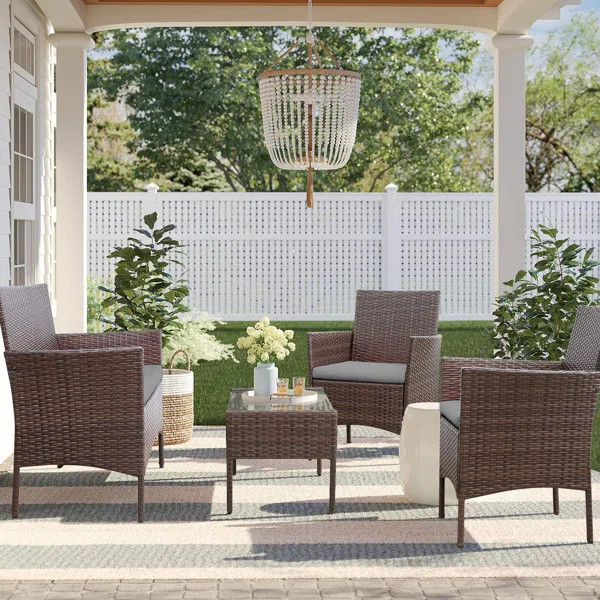 Donn Wicker/Rattan 4 - Person Seating Group with Cushions | Wayfair North America