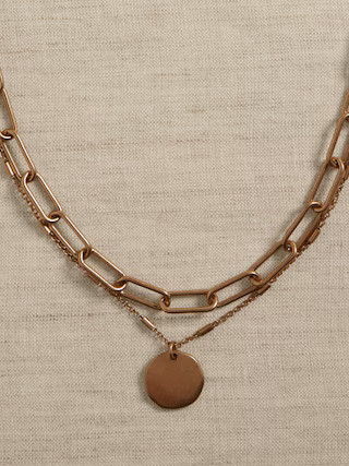 Disc Paperclip Layered Necklace | Banana Republic Factory