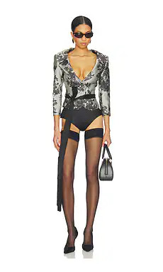 Markgong Polka Dot Cropped Jacket in Black & White from Revolve.com | Revolve Clothing (Global)