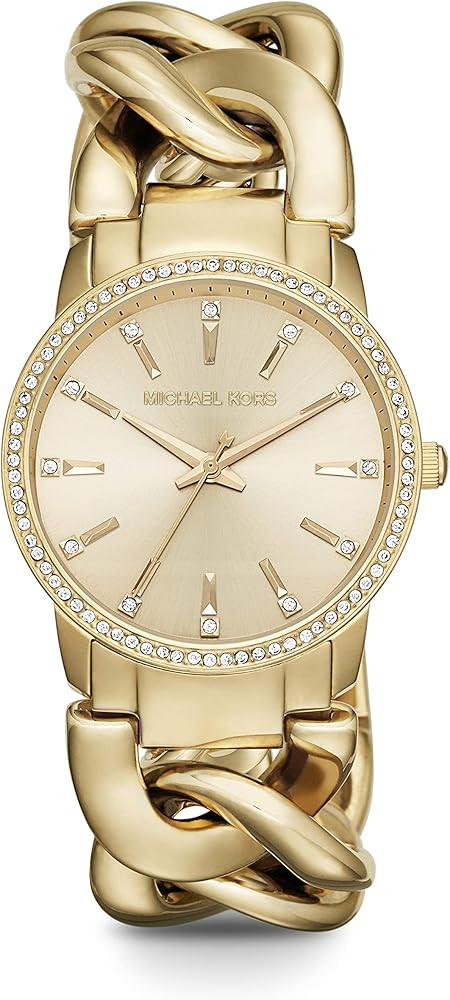Michael Kors Women's Lady Nini Chain Watch, 3 Hand Quartz Movement with Crystal Bezel | Amazon (US)