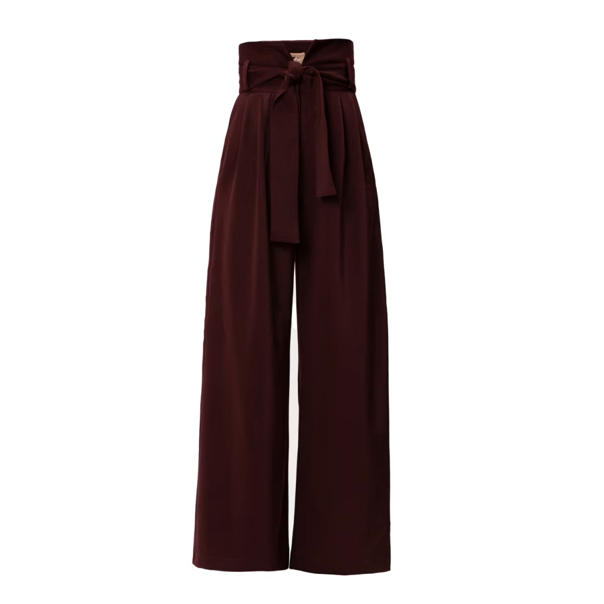 Burgundy High Waist Long Wide Leg Trousers | Wolf & Badger (US)