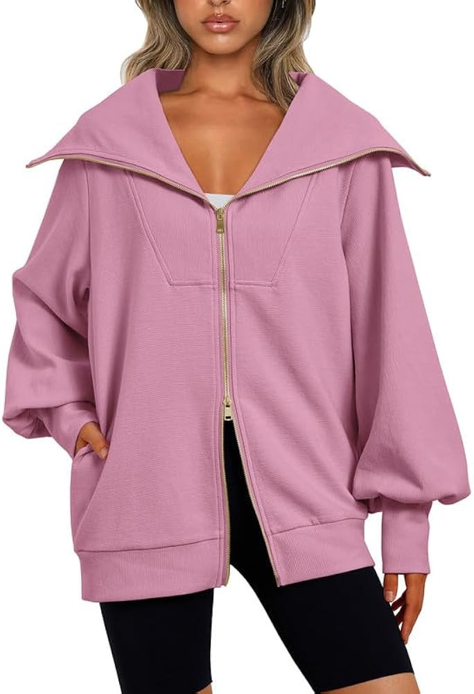 EFAN Womens Oversized Zip Up Sweatshirts Winter Jackets Coats Outfits for Women Fall Fashion 2023... | Amazon (US)