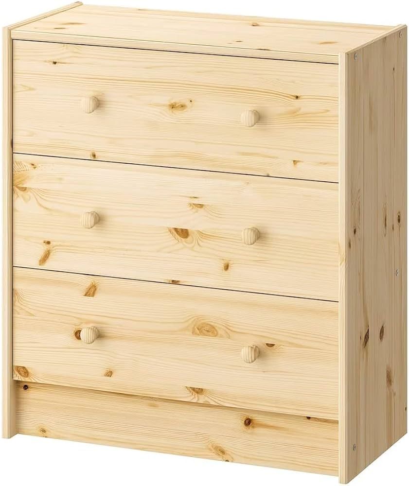 ATAADINE RAST 3-Drawer Chest, Pine, 24 3/8x26 3/4" Natural Pine Wood Home Bedroom Dorm Furniture ... | Amazon (US)