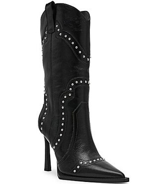 Steve Madden Kylar Leather Studded Western Boots - 6 | Dillard's
