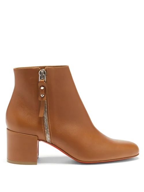 Christian Louboutin - Ziptotal 55 Leather Ankle Boots - Womens - Tan | Matches (US)