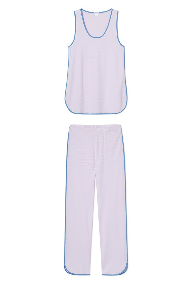 Pima Tank-Long Set in Saltwater | LAKE Pajamas