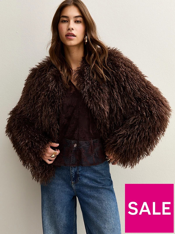 New Look Faux Fur Coat - Brown | Very (UK)