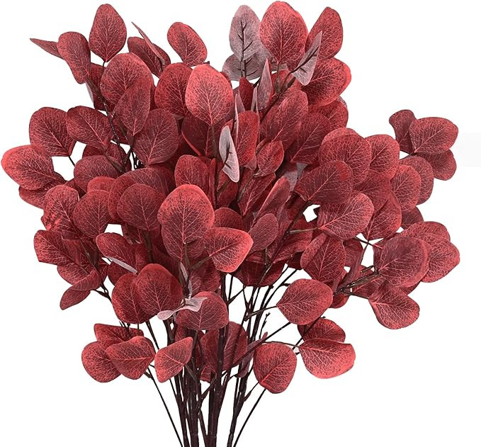 Dolicer 6 Pcs Fall Eucalyptus Leaves, 35.4" Fall Flowers Artificial Eucalyptus Stems Long Silver ... | Amazon (US)