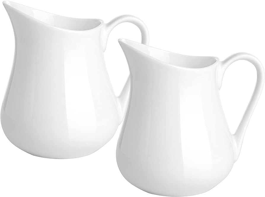 Gurygo 2 Pack 4 Oz Classic White Creamer with Handle - Small Creamer Pitcher Set - Fine Porcelain... | Amazon (US)