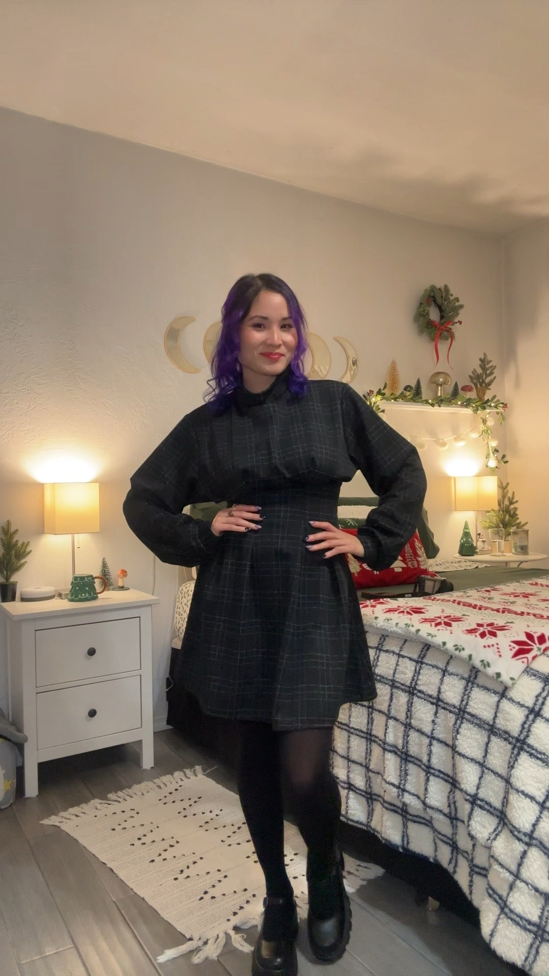 Dark academia core look 💫✨ black plaid dress, chunky Mary Jane’s shoes, cute black bow on the hair, and black thighs 

#LTKFindsUnder50 #LTKParties #LTKHoliday