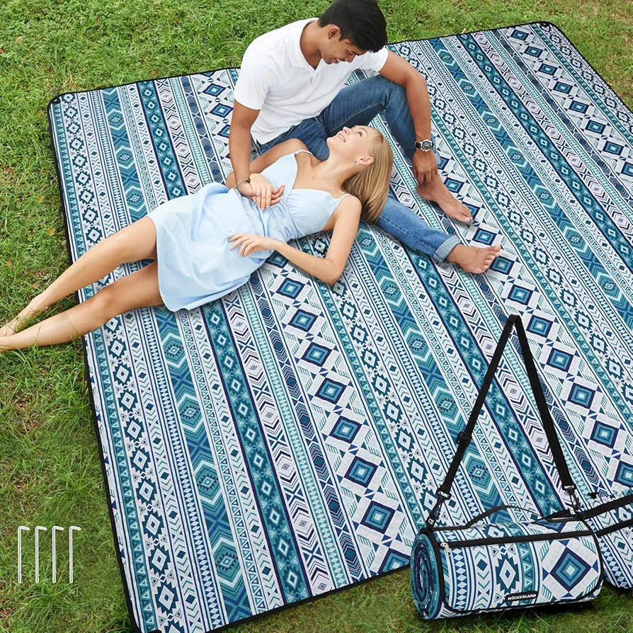 Picnic Blankets Extra Large Outdoor - Beach Blanket Waterproof Sandproof with Shoulder Strap, Mac... | Amazon (US)