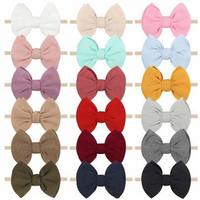 18 PCS Hairband With Baby Girl Bows Soft Nylon Baby Headbands And Bows Hair Accessories For Newborn Infant Toddlers Kids Love Valentine | SHEIN