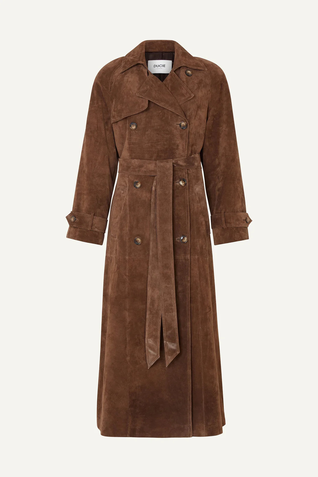 Corrin Suede Trench Coat | DUCIE