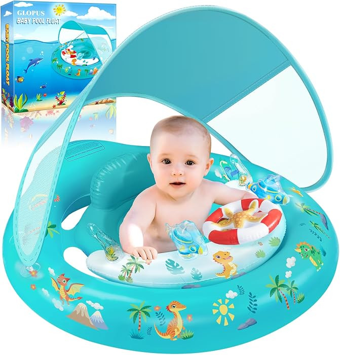 Baby Pool Float with Canopy UPF50+ Sun Protection, Inflatable Kids Pool Floats with Ocean Animal ... | Amazon (CA)