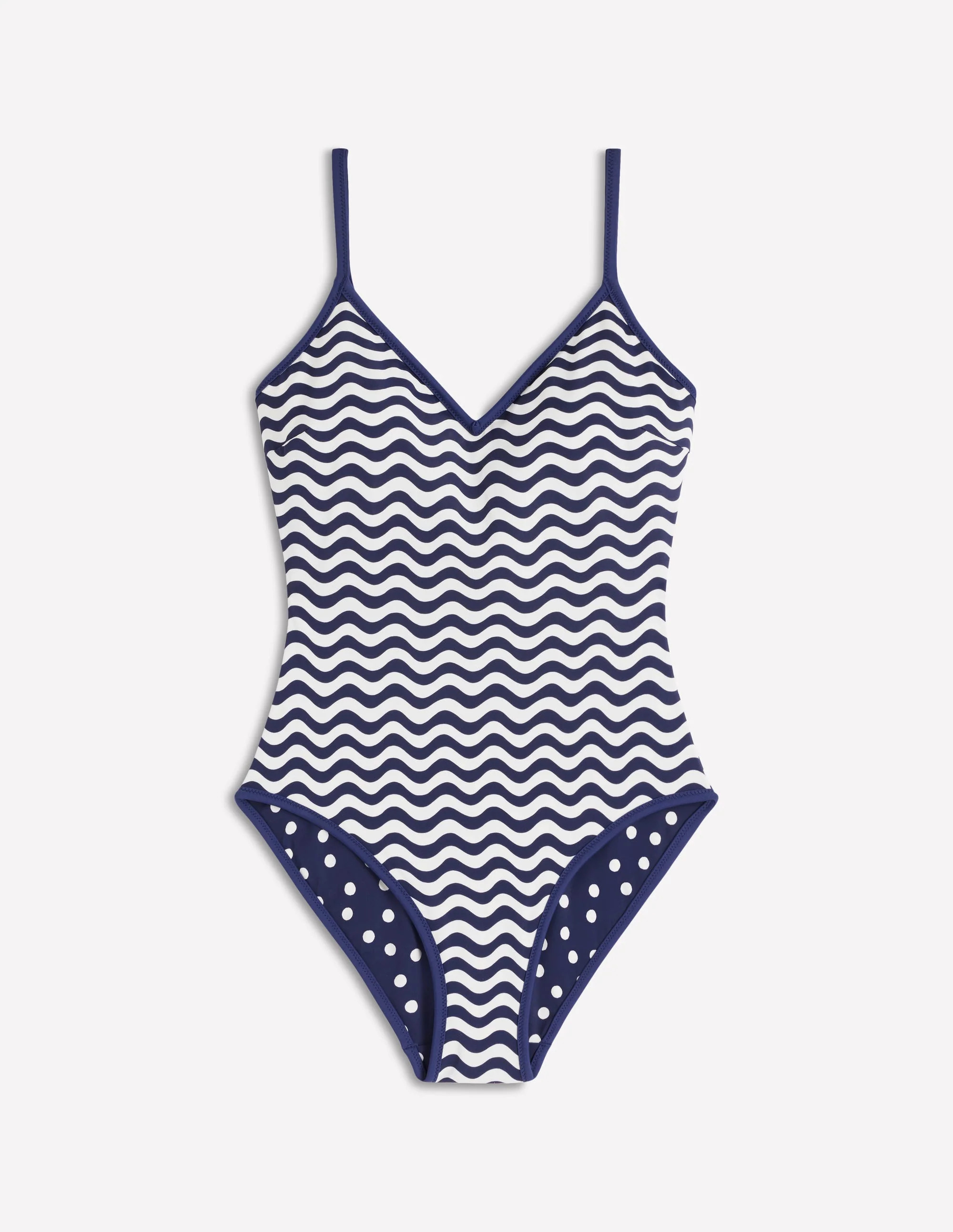 Symi Reversible Swimsuit-Navy, Stripe & Dot | Boden (US)