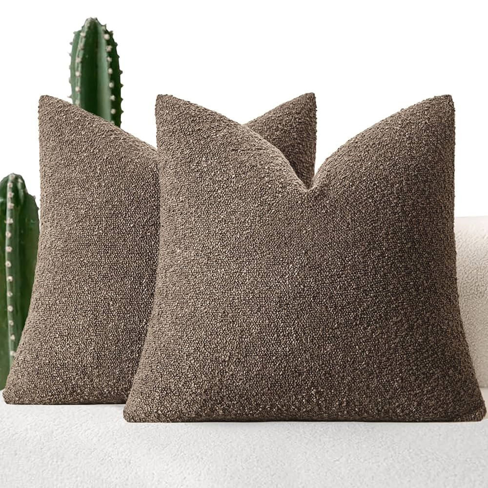 MIULEE 18x18 Inch Decorative Pillow Covers for Couch Bed Set of 2 Textured Boucle Neutral Throw P... | Amazon (US)