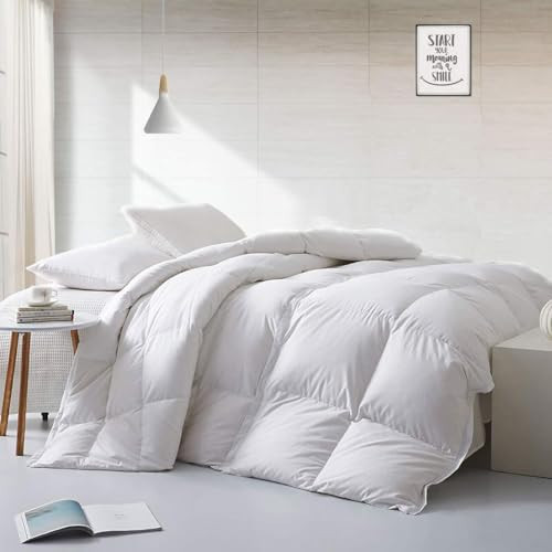 APSMILE Lightweight Down Feather Fibers Comforter Oversized King Size, Light Warmth Duvet Insert for Hot Sleepers/Warm Weather - Luxury Hotel Collection Comforter for Summer(White, 120"x98") | Amazon (US)