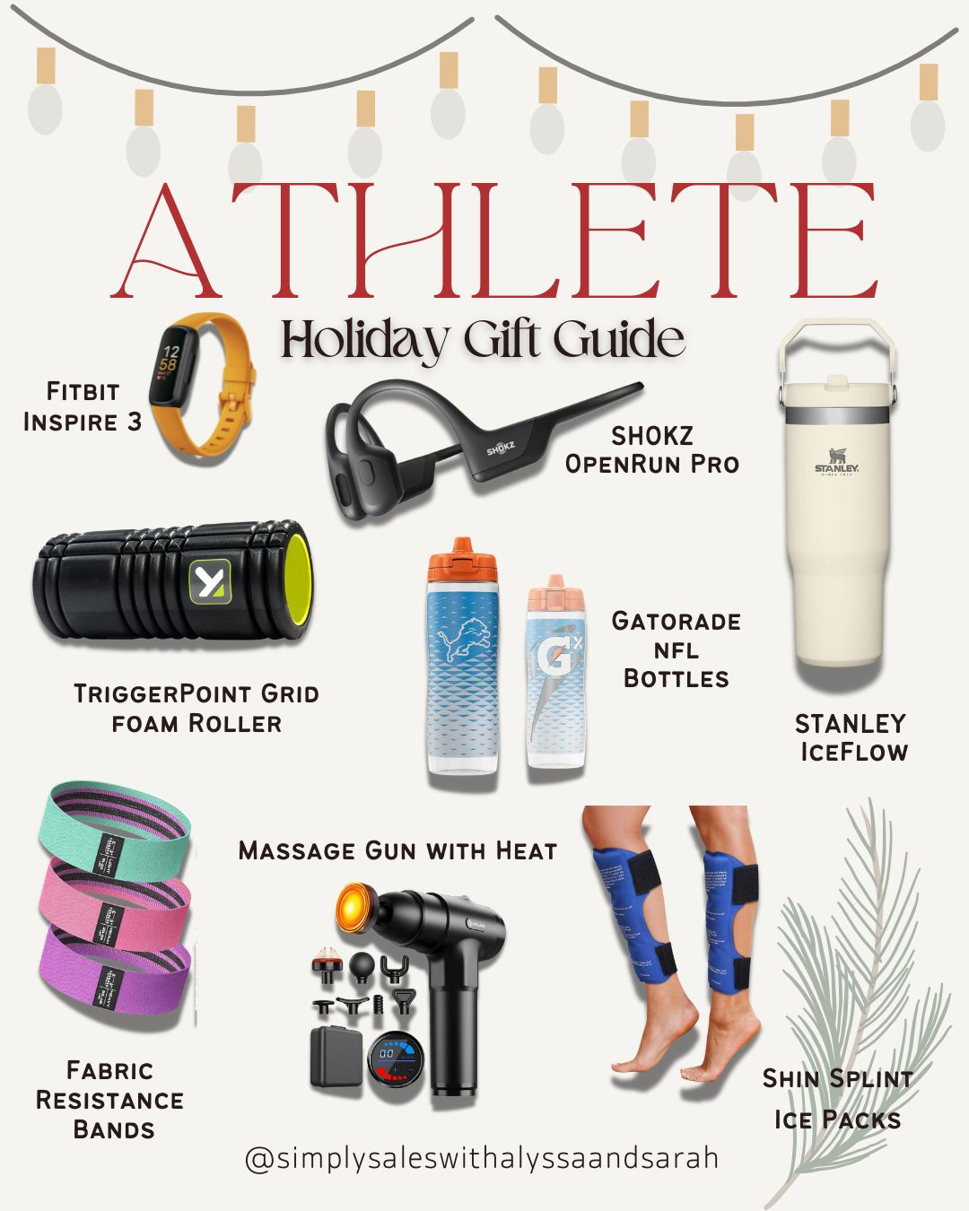Whether you’re shopping for a runner, gym regular, or someone just starting their fitness journey, this Athlete Holiday Gift Guide has you covered. From the Fitbit Inspire 3 to help track workouts and recovery, to Shokz OpenRun Pro headphones that keep you motivated (and aware of your surroundings), every item is designed to support an active lifestyle. Stay hydrated with the Stanley IceFlow or Gatorade NFL bottles, and don’t forget recovery essentials like the TriggerPoint foam roller, fabric resistance bands, and a massage gun with heat for those sore muscle days. And for anyone dealing with shin splints, the ice packs are a total game changer. Functional, thoughtful, and guaranteed to get used—this list hits all the right notes for the athletes in your life. 

 #LTKGiftGuide #LTKHoliday #LTKActive