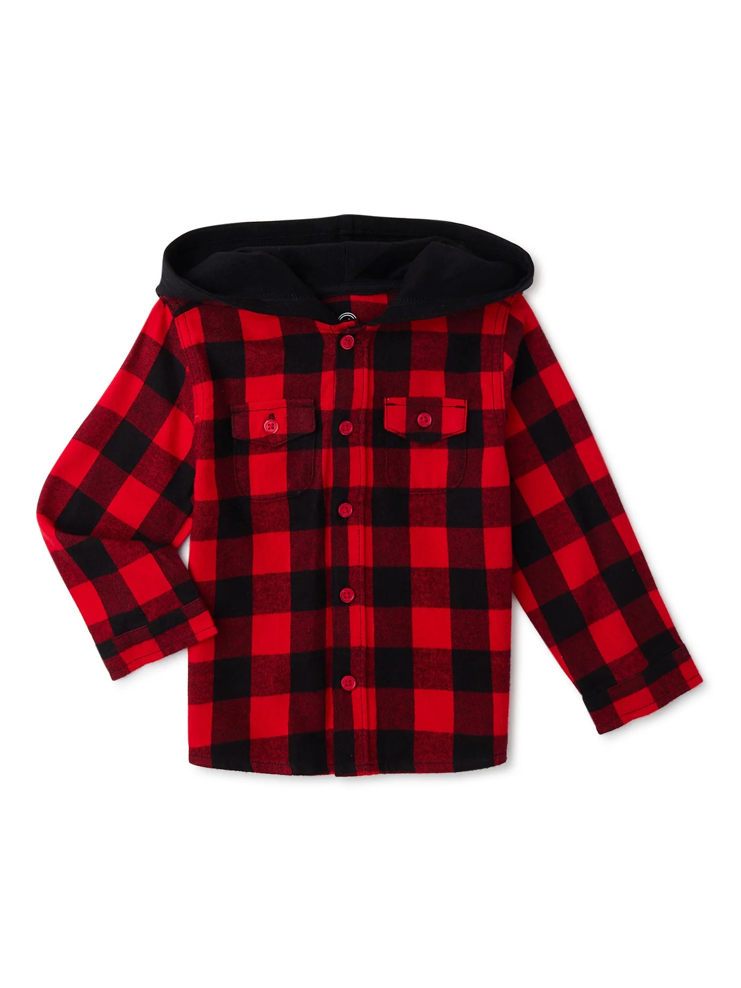 Wonder Nation Baby and Toddler Boys’ Hooded Flannel Shirt, Sizes 12M-5T - Walmart.com | Walmart (US)