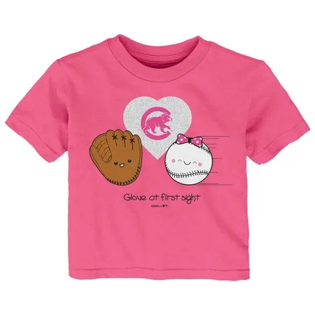 Chicago Cubs Girls Infant I Glove You T-Shirt - Pink | Walmart (US)