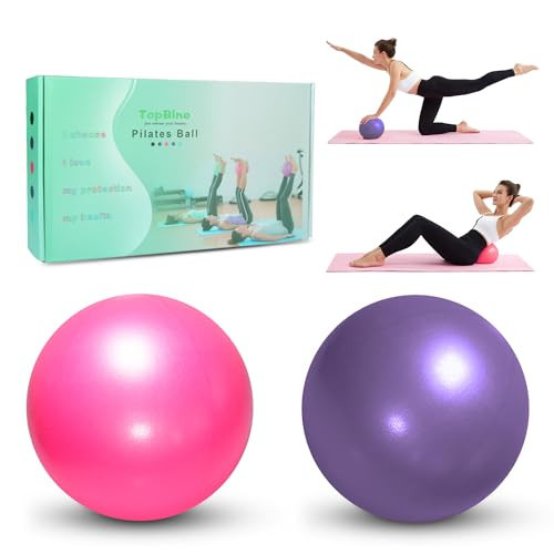 TopBine 9 Inch Exercise Pilates Ball -(2 Pcs) Stability Ball for Yoga, Barre, Training and Physical Therapy- Improves Balance, Core Strength, Back Pain & Posture- Comes with Inflatable Straw | Amazon (US)