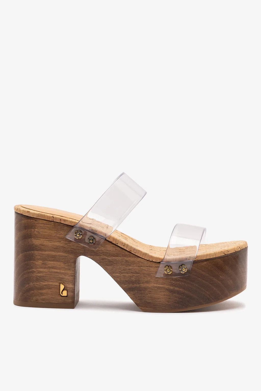 Miso Clear Platform Sandal In Clear Vinyl and Natural Cork | Larroude
