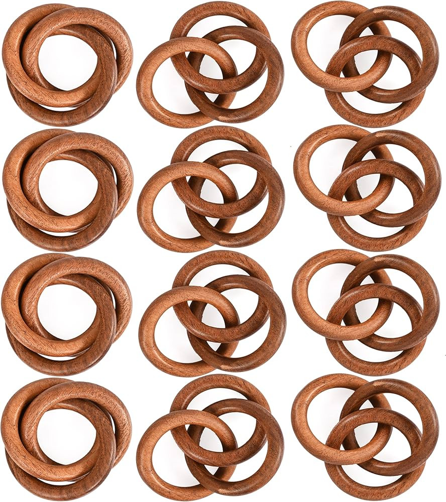 Napkin Rings Set of 12,Wooden Napkin Holders,Serviette Rings Bulk for Party Decoration,Dinning Ta... | Amazon (US)