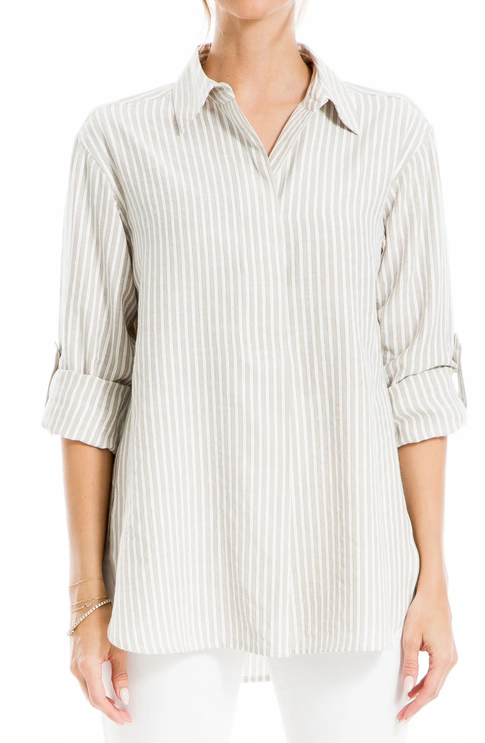 Stripe Oversize Long Sleeve Button-Up Tunic | Nordstrom Rack