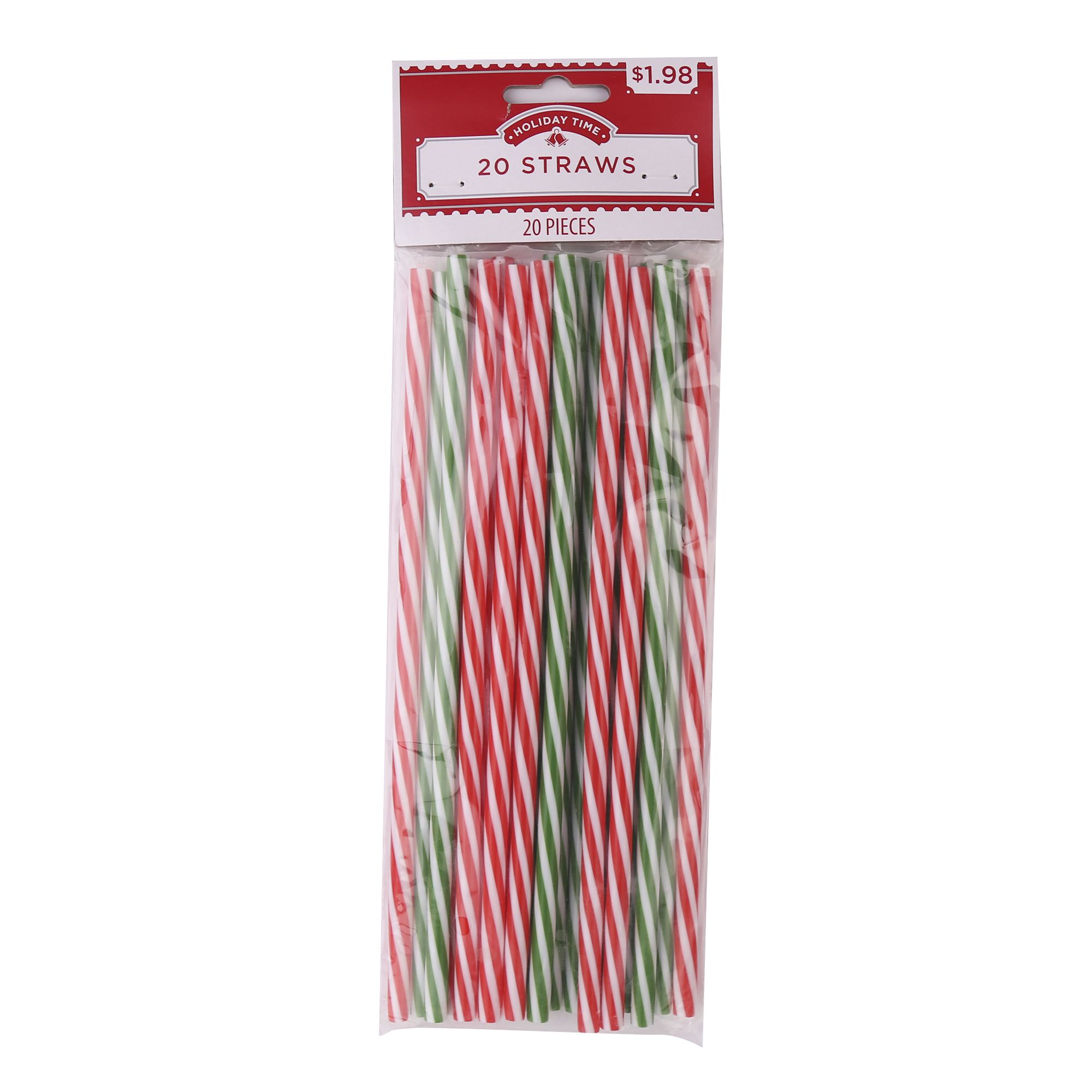 Holiday Time 20 Straws, Red Stripes and Green Stripes, PP Material ,Christmas Straws,Party - Walm... | Walmart (US)