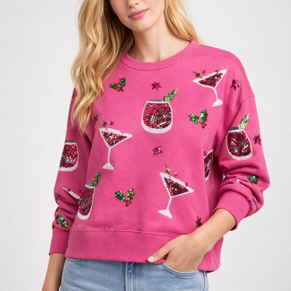 Mary Square Sequin Cocktail Pullover Sweatshirt NWOT Sz XS Brunch Party | Poshmark