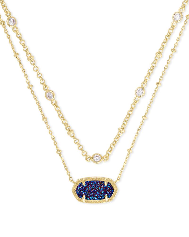 Elisa Gold Multi Strand Necklace in Indigo Blue Drusy | Kendra Scott