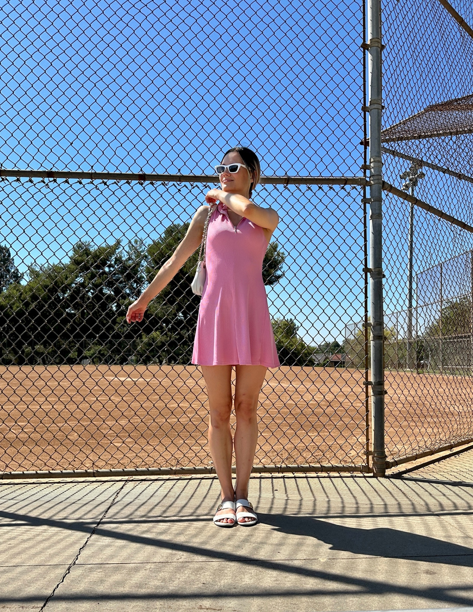 This summer dress is the CUTEST! Looks like a tennis dress but can be worn casually every day! 

Pink dress, casual outfit, outfit ideas, outfit inspiration, style inspo, summer fashion trends, cat eye sunglasses, cute summer shoes, white sandals, double strap sandals

#LTKstyletip #LTKFind #LTKSeasonal