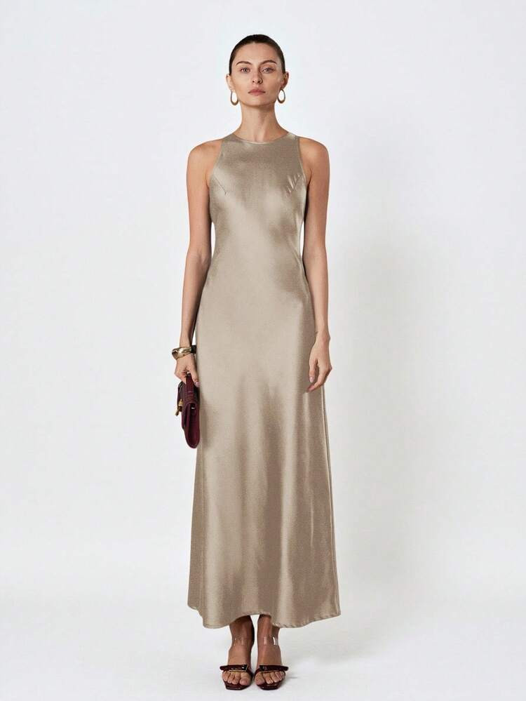 Satin Dress high neck | SHEIN