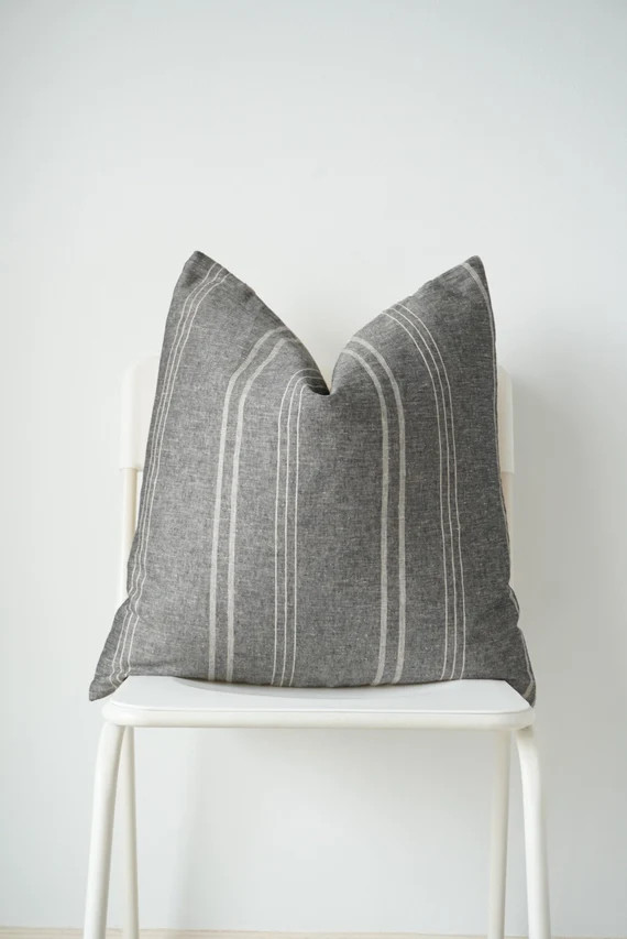 Grey Striped White linear Pillow Cover | Etsy | Etsy (US)