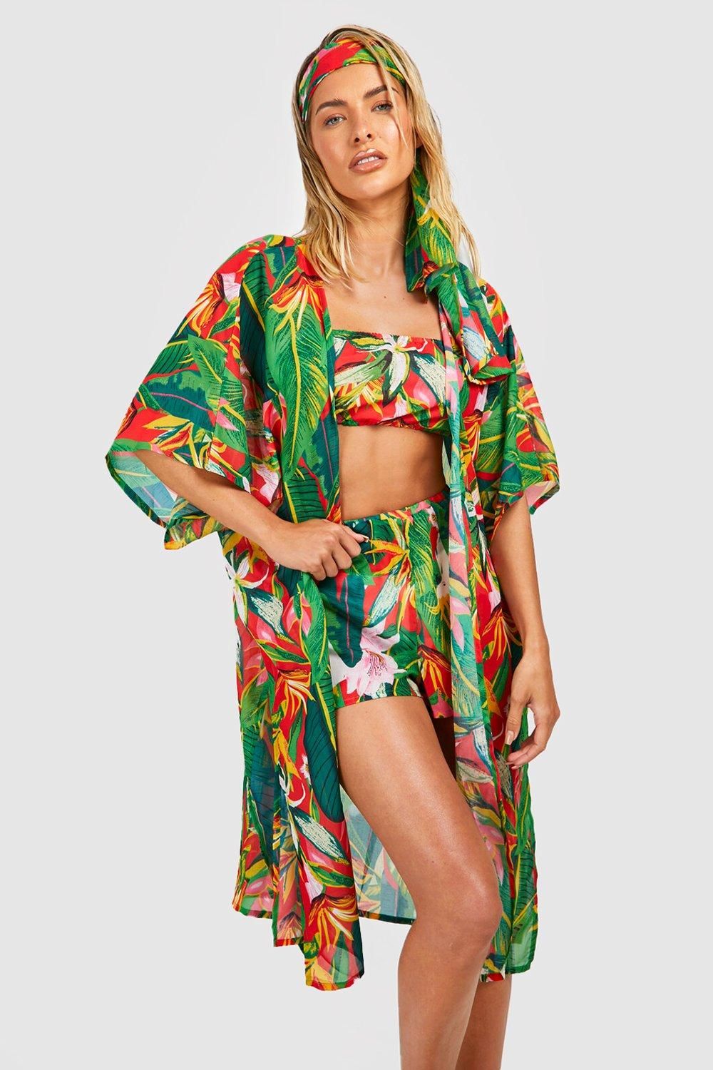 Tropicana Four Piece Beach Co-ord Set | Boohoo.com (UK & IE)