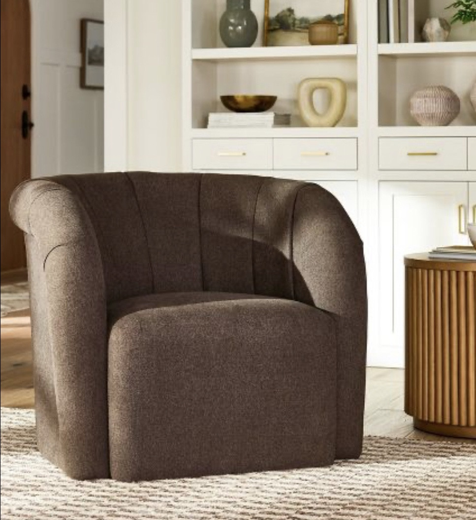 Keep your indoor seating both comfortable and stylish with this Channeled Curved Back Accent Chair from Threshold™ designed with Studio McGee. This upholstered accent chair features a modern design with a channeled curved backrest and a padded seat for comfortable sitting. Covered in brown velvet fabric, it blends seamlessly with the existing decor in your home, and the hardwood frame offers sturdy support. Place it in your living room, bedroom or guest room to instantly elevate your decor.

#target #chair #livingroom #bedroom #cozysitting

#LTKFamily #LTKHome